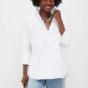 NEW Size XXL Tuckernuck Blanc 100% Cotton Poplin White Pullover Willow Blouse